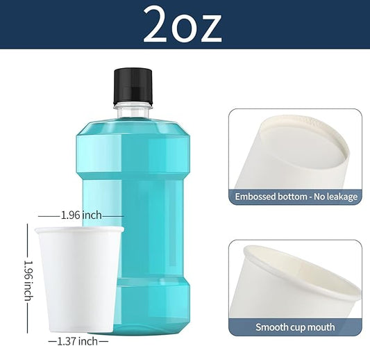 [300 Count - 2 oz] Small Paper Cups, Mouthwash Cups Bathroom Cups Mini Cups Small Disposable Cups