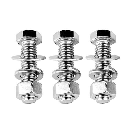 6Sets 38-16 x 1-14" Hex Head Bolts Screws with Hex Nuts and Thick Flat  Lock Washers, 304 Stainless Steel, UNC Coarse Thread, Silver Finish