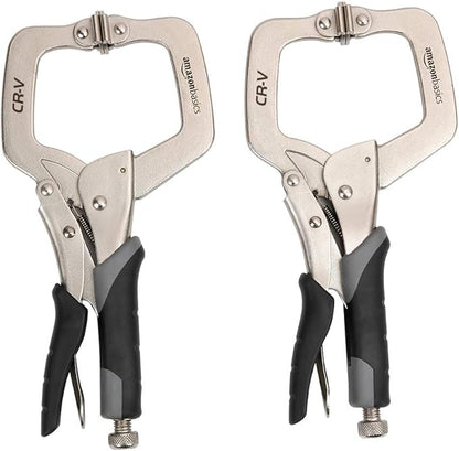 Basics Adjustable Metal Face Clamp for Woodworking, Welding, or Repairs, 11-inch, Pack of 2, BlackSilver