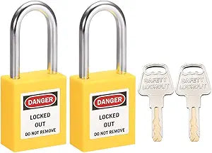 uxcell Lockout Tagout Safety Padlock 1-12-Inch Steel Shackle Keyed Alike Yellow 2Pcs