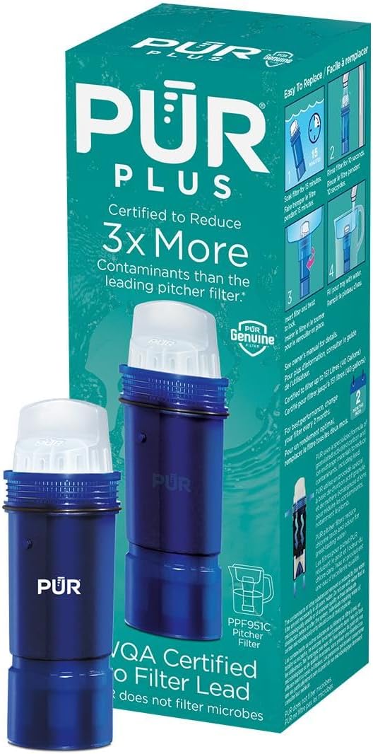 PUR PLUS Lead Reducing Water Pitcher and Dispenser Replacement Filter 1-Pack, NSF and WQA Certified ‚Äì Compatible with all PUR and Beautiful by PUR Pitchers and Dispensers, Blue, PPF951K1
