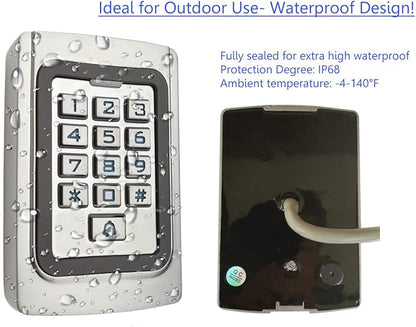 IP68 Waterproof Universal 12V 24VDC Metal Case Digital Wired Keypad for Garage Door, Gate Opener and Access Control Systems