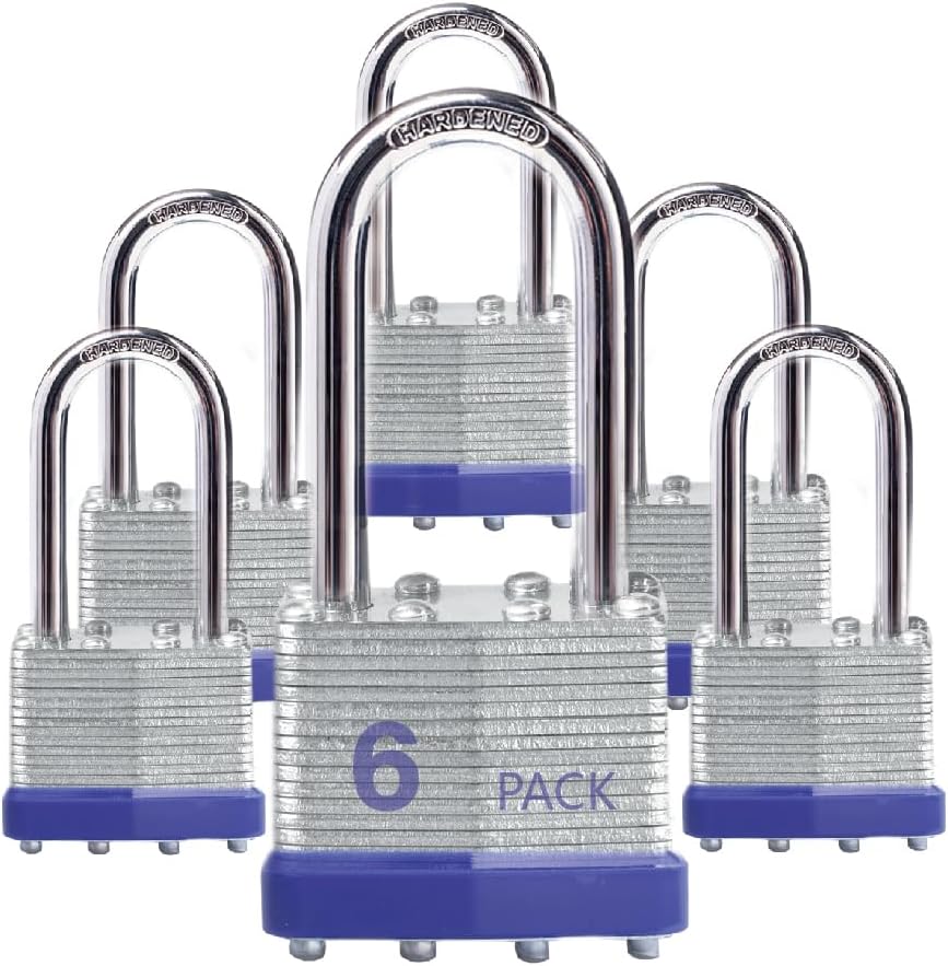 XanHen Laminated Steel Keyed-Alike Outdoor Padlocks with Long Shackle
