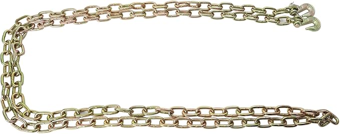 14''x12' Grade 70 Transport Binder Chain, G70 Tow Chain with Clevis Grab Hooks, 12,100 Lbs Breaking Strength for Load Tie-Down Fixed Cargo Flatbed Truck Trailer Chain