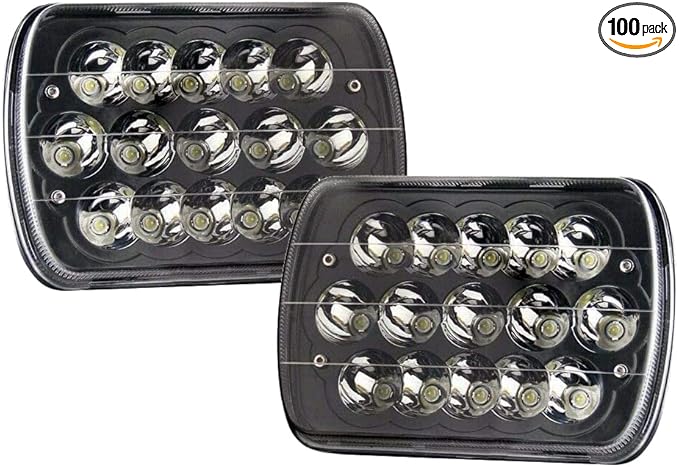 Black Pair 45w 7x6 5x7 Inch Headlights 6052 6054 H5054 H6054 HiLow Sealed Beam Replacement Compatible With Chevy Express Cargo Van 1500 2500 3500 Jeep Toyota Pickup Dodge Ford F250 E350