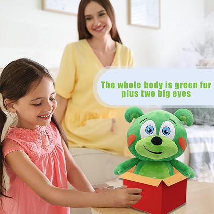 Verceco Singing Stuffed Animals Green Bear Music Plush Toys for Toddler 1-3 Stuffed Bear Plushies Toys for Kids Birthday 12"