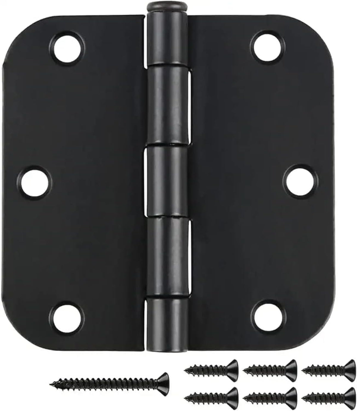 18 Pack Matte Black Door Hinges 3 1/2 Inch Interior Door Hinges 3.5 Inch Rounded 5/8” Radius Corners No-Squeak Sturdy Flat Iron Construction Standard Residential Hardware for Bedroom Home Indoor Doors