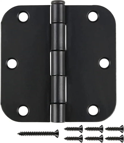 18 Pack Matte Black Door Hinges 3 1/2 Inch Interior Door Hinges 3.5 Inch Rounded 5/8” Radius Corners No-Squeak Sturdy Flat Iron Construction Standard Residential Hardware for Bedroom Home Indoor Doors