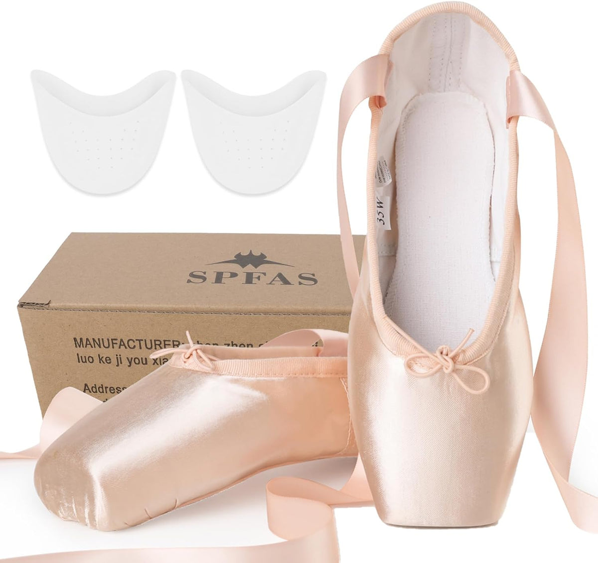 Ballet Pointe Shoes for Girls Women Professional Dance Shoes with Ribbon Toe Pads