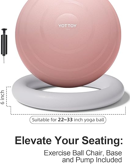 YOTTOY Balance Ball Chair,Exercise Ball Ring and Yoga Ball Chair for Office Use