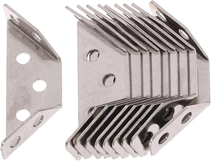 10pcs Universal Furniture Corner Connector Stainless Steel Corner Brace Without Screws Heavy Duty Angle Shelf Brackets for Wood