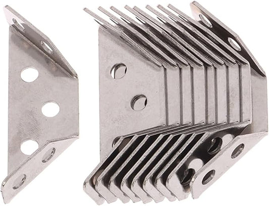 10pcs Universal Furniture Corner Connector Stainless Steel Corner Brace Without Screws Heavy Duty Angle Shelf Brackets for Wood
