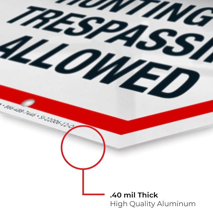 Sigo Signs, Private Property Sign, No Hunting or Trespassing Sign, 12x12 Inches, Rust Free .040 Aluminum, Fade Resistant, Made in USA