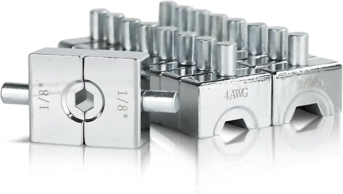 AMZCNC Hydraulic Crimping Tool Kit - with 9 US Standard Copper Cable Dies (12AWG to 20AWG) and 8 Copper Cable Dies (12AWG to 20AWG) and 18" Stainless Steel Cable Dies