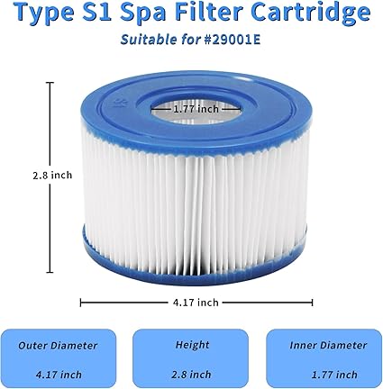 Hot Tub Filter Type S1 Spa Filters Hot Tub Filters Replacements for All PureSpa Swimming Pool Pump 4.2 x 2.8 Inches 2 Pack