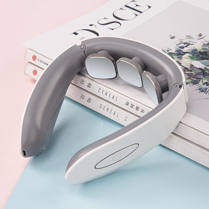 Multifunctional Cervical Spine Massager electromagnetic Shock Pulse Physiotherapy Instrument Neck Massager Neck Protector  Three-Head Charging Heating Model - Colorful Lights