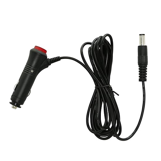 PNGKNYOCN 12V DC Car Charger Auto Power Supply 22AWG with Switch Button Cable DC 5.5mm x 2.1mm to Car Cigarette Lighter Male Plug Cable with Indicator Light(3M)
