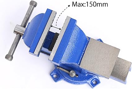 6" Bench Vise, Double Swivel Rotating Vise Head, Heavy Duty Table Top Pipe Vise with Anvil Swivel 360-Degree Rotation, Desktop Clamp 150mm Jaw for Crafting, Industrial Woodworking