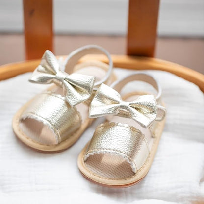 Sawimlgy Baby Girls Boys Sandals Summer Flowers Shoe Rubber Sole PU Leather Mesh Infant Toddler First Walkers Princess Dress Outdoor Shoes
