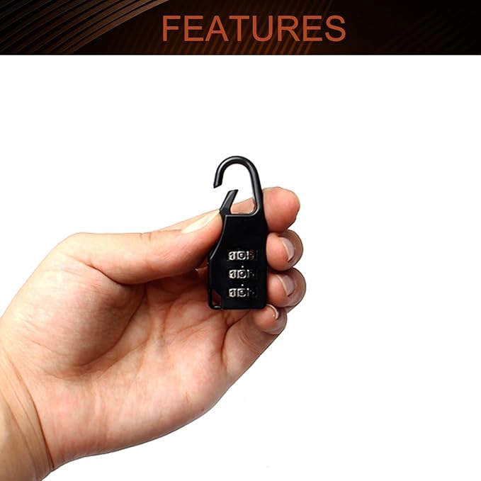 MroMax 3 Digit Combinations Padlock The Safe Cipher Lock Mini Zinc Alloy Resettable Code Lock, Black Locks (1 Pack)