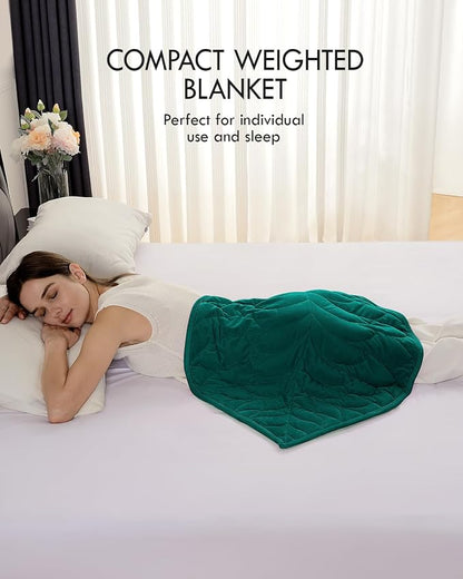 Kaisa Weighted Lap Blanket for Adults, 5 lbs, 23"x29", Leaf Pattern, Green