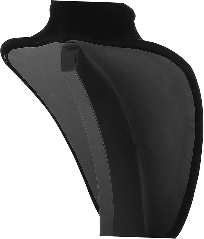Zerodeko Versatile Jewelry Organizer Suede Bust Display Stand for Necklaces Black 22x15cm