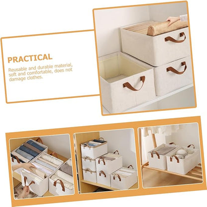 Cotton Linen Foldable Storage Basket with Handle Capacity Organizer for Clothes and Home Sundries Storage Bin for Bedroom and Closet