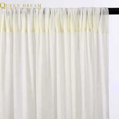 Chiffon Backdrop Curtain Ivory 5ft x 10ft 2 Pieces Cream Chiffon Curtains Beige Sheer Curtain Backdrop Wedding