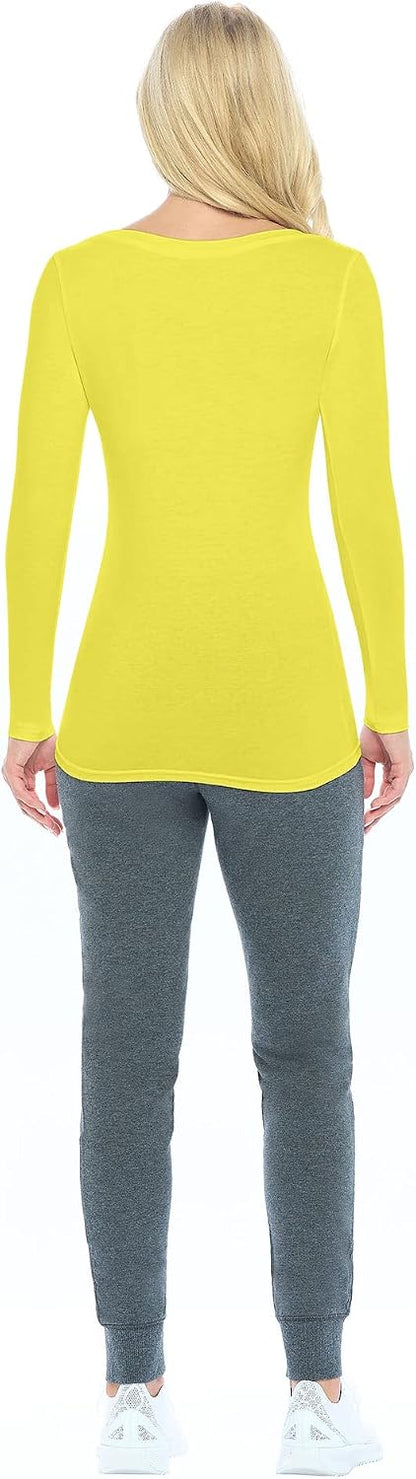 Natural Uniforms Women's Long Sleeve Extra Wide Scoop-Neck T-Shirt Under Scrub