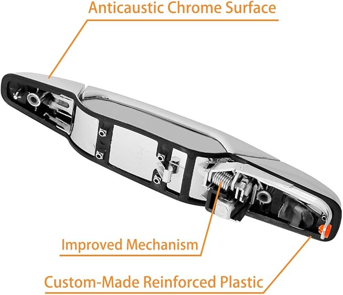 Exterior Chrome Door Handle Rear Right Passenger Side  for 2007-2013 Chevy Silverado Suburban Tahoe Avalanche, GMC Sierra Yukon, Cadillac Escalade  Replaces 22738726, 25960522, 15915660, 80547