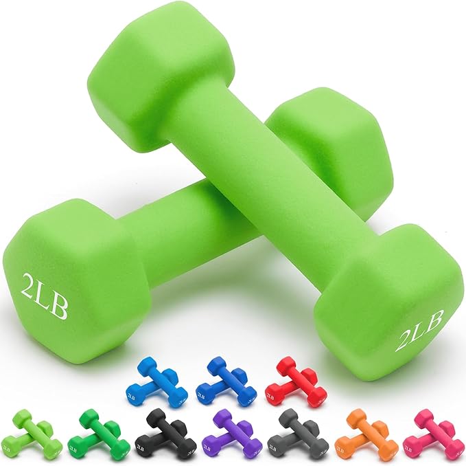 Portzon Weights Dumbbells 10 Colors Options Compatible with Set of 2 Neoprene Dumbbells Set,1-15 LB, Anti-Slip, Anti-roll, Hex Shape (Red)