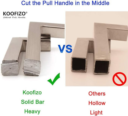 KOOFIZO Solid Square Bar Cabinet Handle - Black Furniture Pull, 7.6 Inch192mm Screwhole Distance, Pack of 5 for Kitchen Cupboard Door, Bedroom Dresser Drawer, Bathroom Wardrobe Hardware