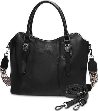 VASCHY Hobo Bags for Women, Vegan Leather Top Handle Satchel Shoulder Purse Handbag Purse with Crossbody Guitar Strap