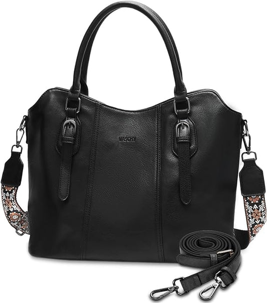 VASCHY Hobo Bags for Women, Vegan Leather Top Handle Satchel Shoulder Purse Handbag Purse with Crossbody Guitar Strap