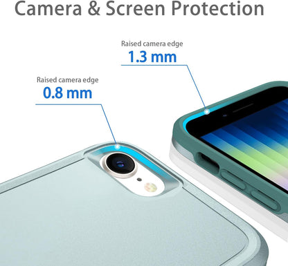 Compatible with iPhone SE 2020/2022 Case, for iPhone 7/8 Case, Heavy Duty Shockproof Protective Green Phone Case for SE2 / SE3 / 7/8, 4.7-inch