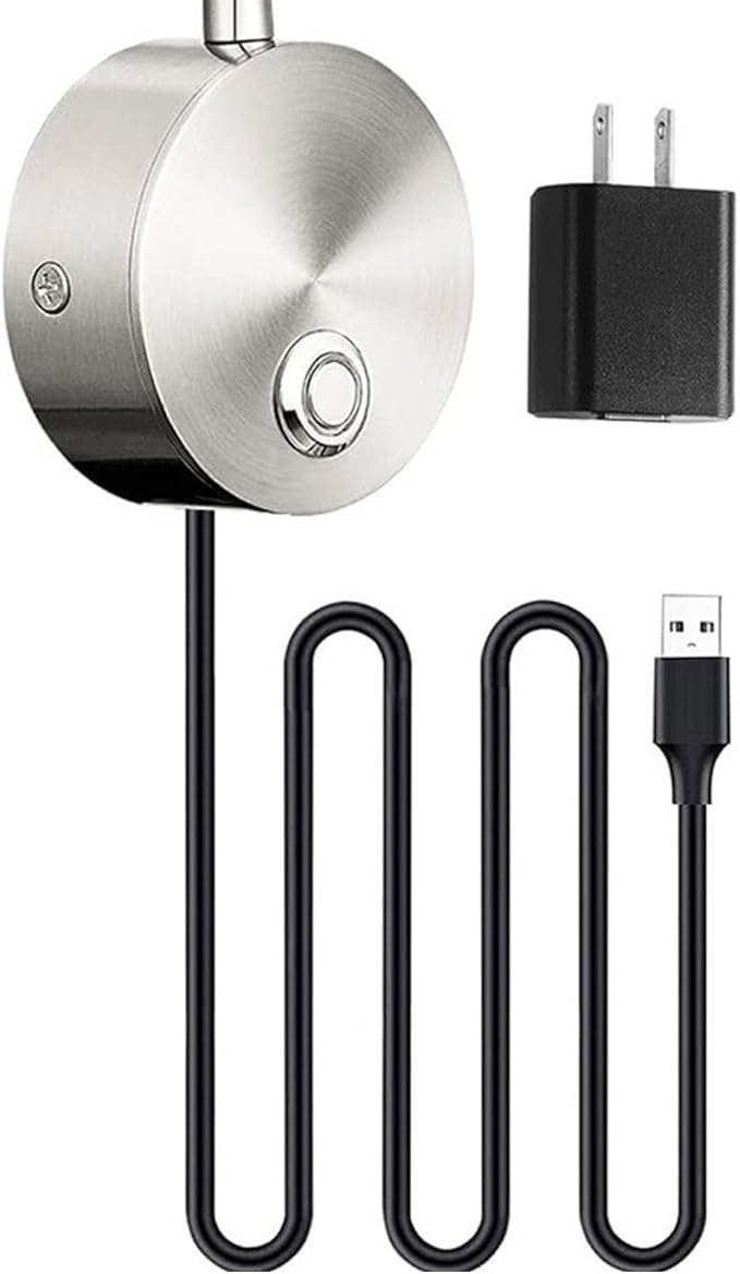 3W Gooseneck Hose LED Wall Light Hose Wall Light Bedroom Bedside Hose Small Spotlight Surface Mounted Universal Reading Light USB Dimmable Touch Wall Light (Color : Silver)