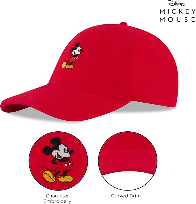 Disney Men's Baseball Cap, Mickey Mouse Adjustable Hat for Adult