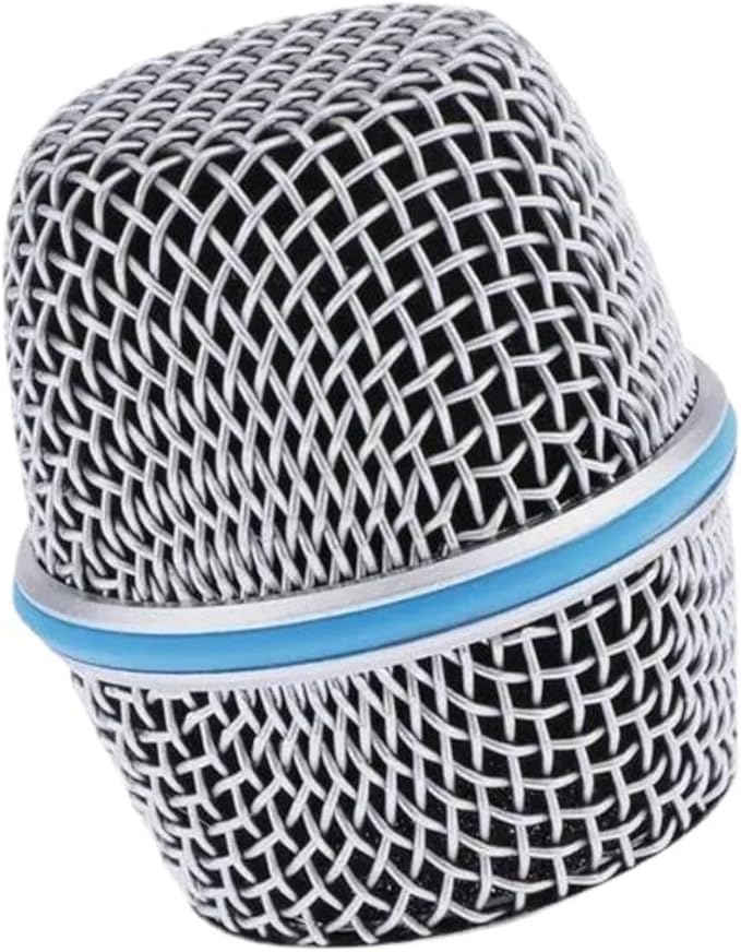 Microphone Head Replace, Steel Mesh Mic Grille Heads, Grille Mic Ball Replacement with Inner Foam, Fits for Shure Beta Silver 87A (1pc)