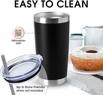 HASLE OUTFITTERS 20oz Tumblers Bulk Stainless Steel Cups with Lid Double Wall Vacuum Insulated Coffee Mugs for Cold  Hot Drinks 1 Pack, Black