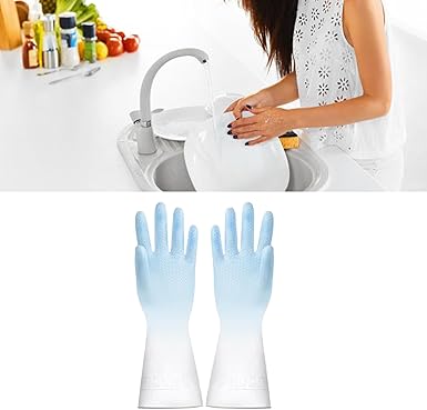 Acouto Kitchen Gloves - Reusable Dishwashing  Gloves with a Snug Fit for Household Tasks