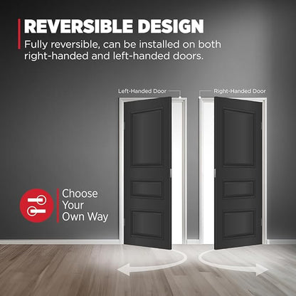 Kwikset San Clemente Front Door Handle No Lock, Entry Handleset Exterior with Interior Reversible Handed Lever, Non-Locking, Matte Black, Deadbolt Not Included, with Microban Protection
