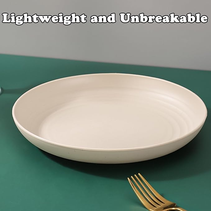 Wheat Straw Plates Unbreakable Dinner Plate 7.8 Inch Reusable Plastic Plate