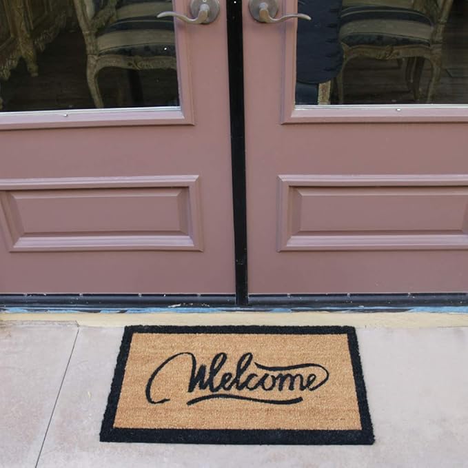 Rubber-Cal "Modern Ribbon Script AiCoir Welcome Mat 15mm X 18" X 30"