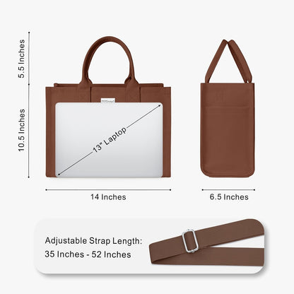 TOPDesign Heavy-Duty Canvas Tote Bag for Women, Adjustable Crossbody/Shoulder Handbag with 9 Pockets, Everything Tote