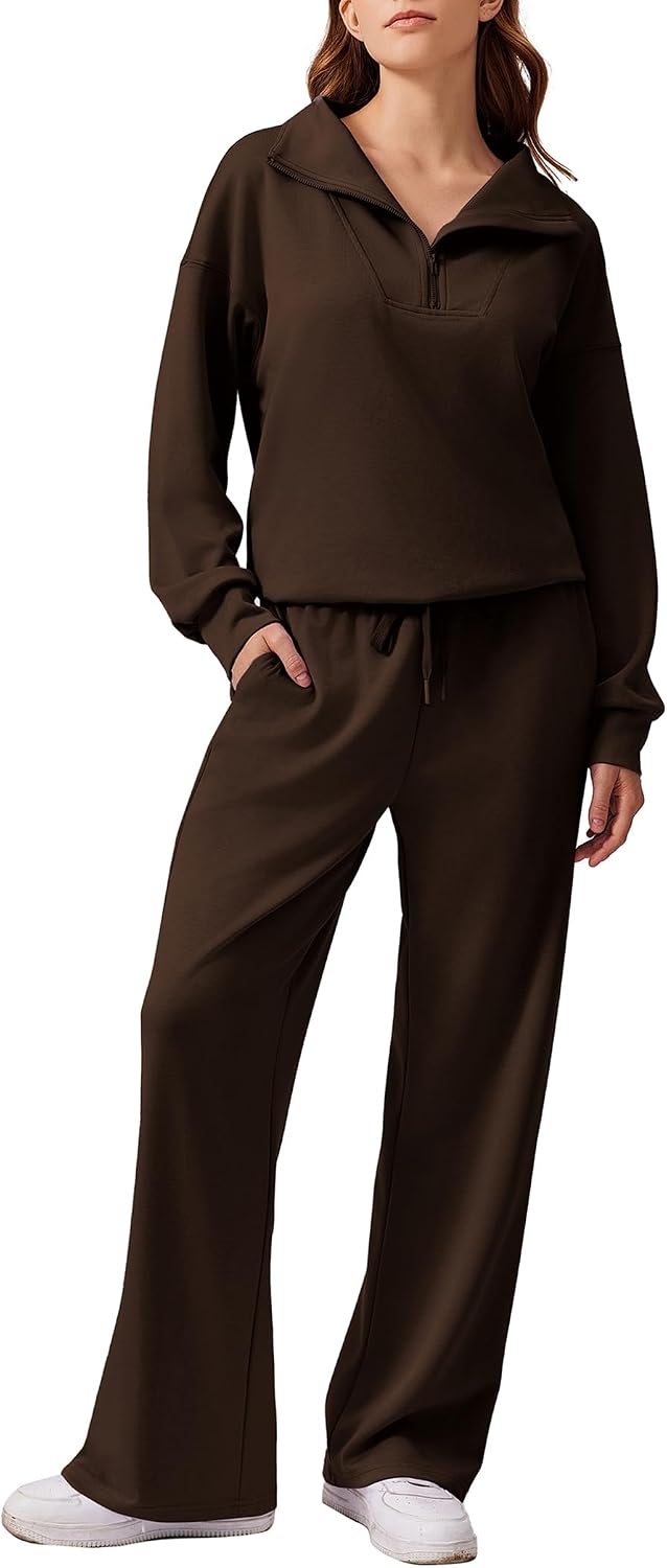 2 Piece Sets for Women 2025 Fall Outfits Sweatsuit Loose Fit Sweatshirt Wide Leg Sweatpants Matching Set Tracksuit