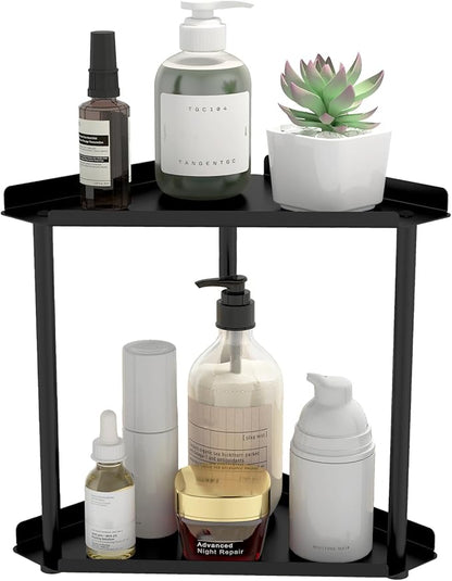 Jesginboo 2 Tier Bathroom Counter Organizer, Vanity Organizer Corner Shelf