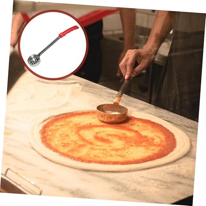 Pizza Spread Sauce Ladle with Plastic Handle Flat Bottom Kitchen Cooking Spoon for Sauces Pizza and Pancakes Capacity Handle
