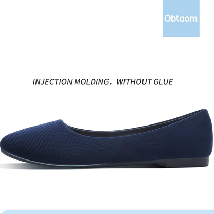 Obtaom Round Toe Women Flat Shoes Slip on Girls Dress Black Ballet Flats.