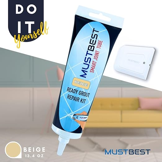 Tile Grout Repair Kit (Beige,13.4 oz-380 Gr), Four-Way Use, Repair, Renew, Repaint, Fill The Gaps, Fast Drying, Odorless, Waterproof And Pre-Mixed Grout Pen For Shower, Kitchen, Pool,Bathroom