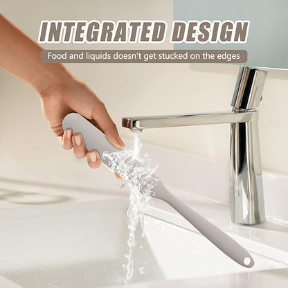 Silicone Jar Spatula,Non-Stick Heat Resistant Kitchen Thin Spatula,Sourdough Stirring Stick,Jam Spreader for Peanut Butter,Cake Cream Butter Spatulas for Scraping Icing Bread Cream (Grey)